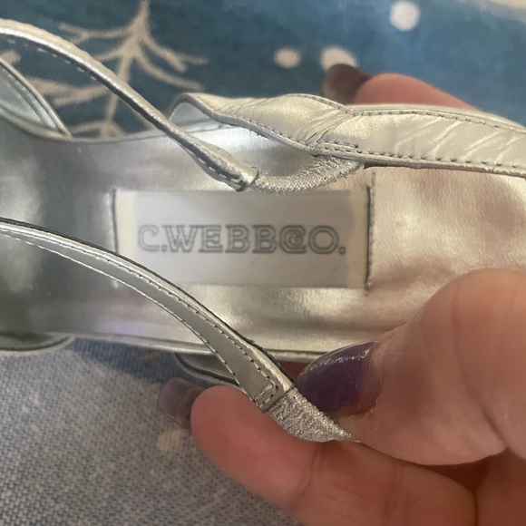 Vintage CWebb Silver blingy sling backs 9.5 - Picture 3 of 8